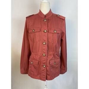 LL Bean Women’s Field Jacket Sz S Military Utility Cargo Chore Lightweight Pink
